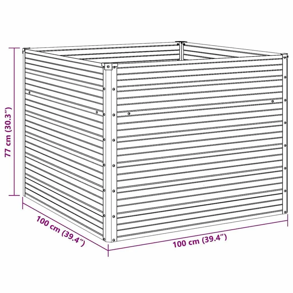 Raised Garden Bed for Planting 100x100x77 cm Galvanised Steel Green Open Bottom