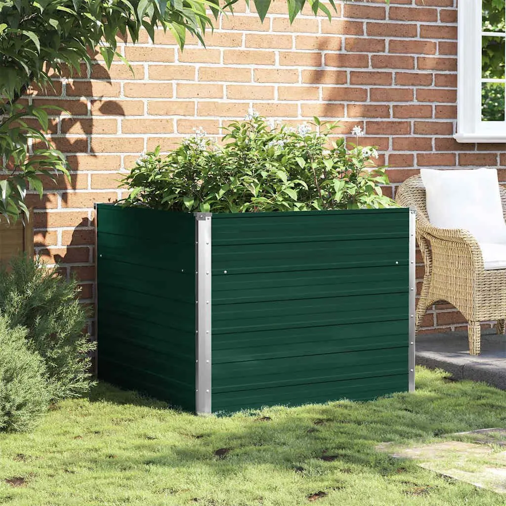 Raised Garden Bed for Planting 100x100x77 cm Galvanised Steel Green Open Bottom