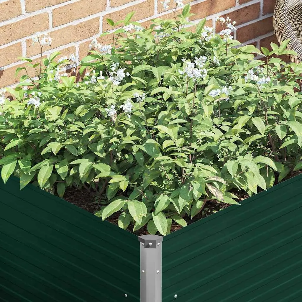 Raised Garden Bed for Planting 100x100x77 cm Galvanised Steel Green Open Bottom