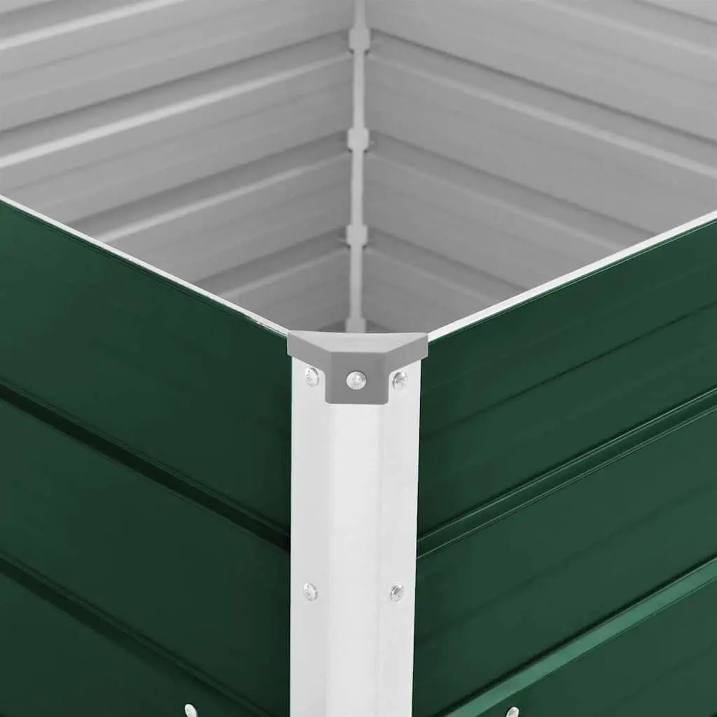 Raised Garden Bed for Planting 100x100x77 cm Galvanised Steel Green Open Bottom