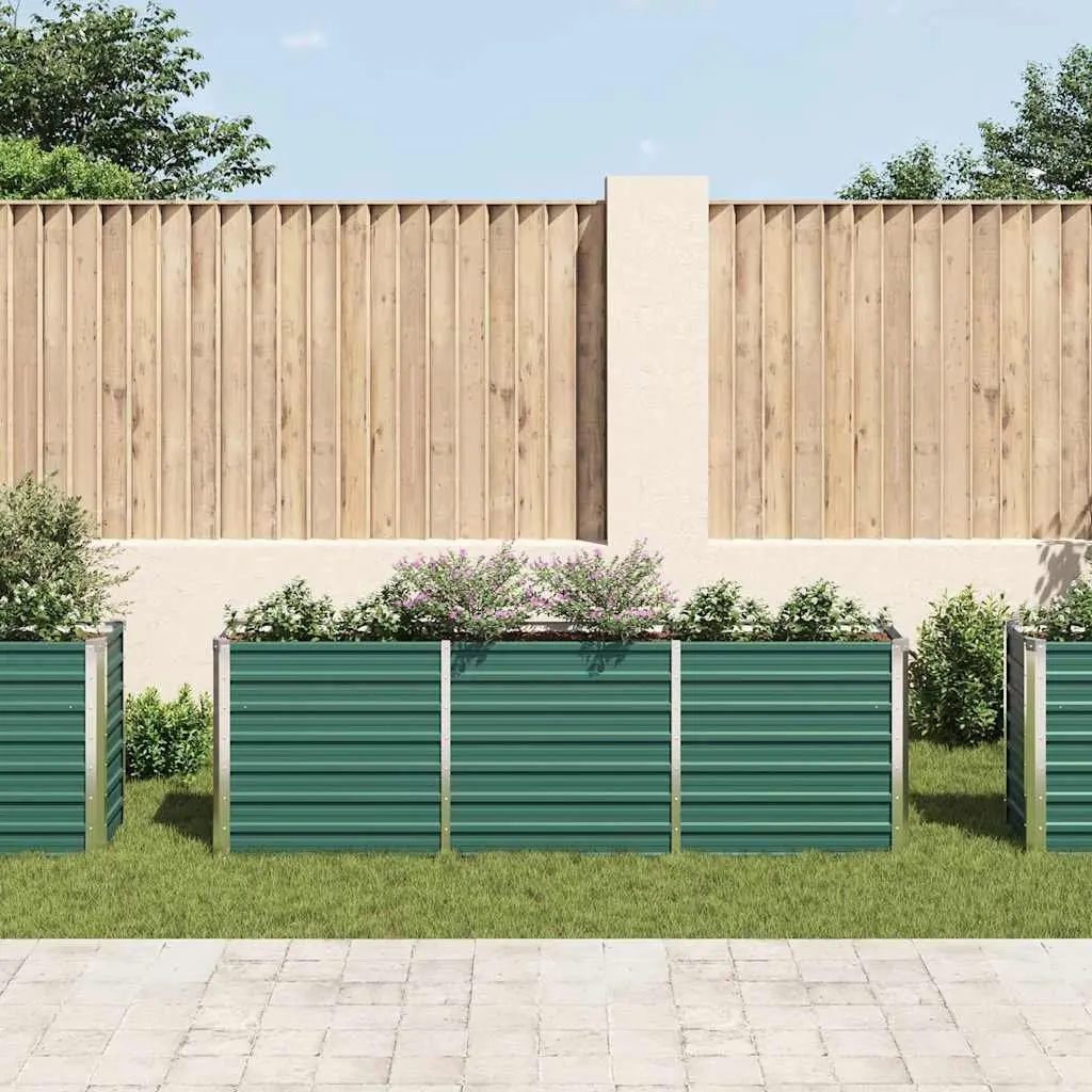 Raised Bed Planter Box for Outdoor Use 240x40x77cm Galvanised Steel Green