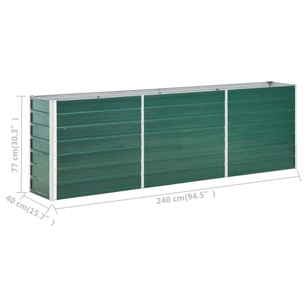 Raised Bed Planter Box for Outdoor Use 240x40x77cm Galvanised Steel Green