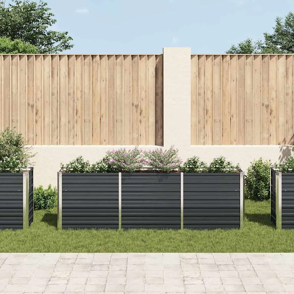 Raised Garden Bed Outdoor Planter Anthracite Galvanised Steel 240 x 40 x 77 cm