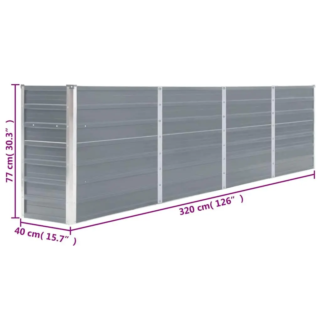320x40x77 cm Galvanised Steel Planter