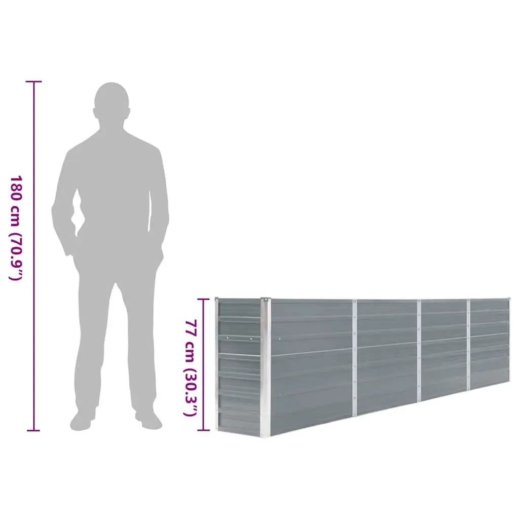320x40x77 cm Galvanised Steel Planter