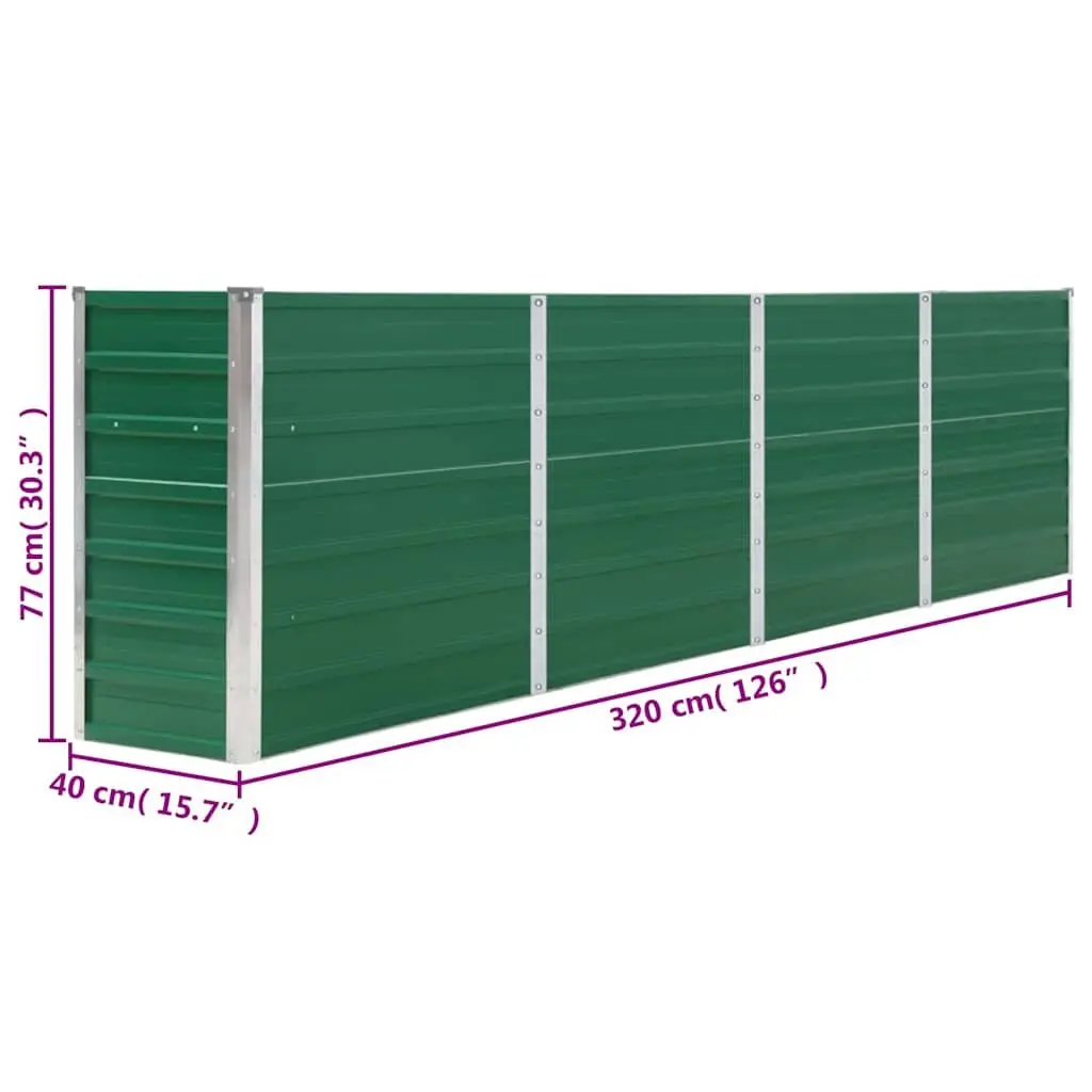 320x40x77 cm Rectangular Green Steel Garden Bed