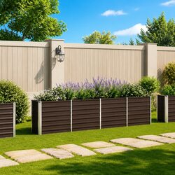 Raised Garden Bed 320x40x77 cm Galvanised Steel Planter Brown Rectangular