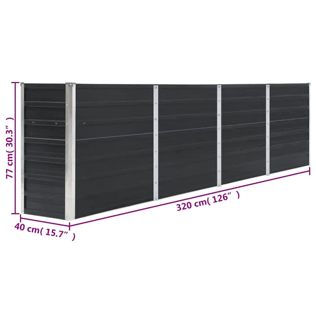 Anthracite Raised Garden Bed 320x40x77 cm