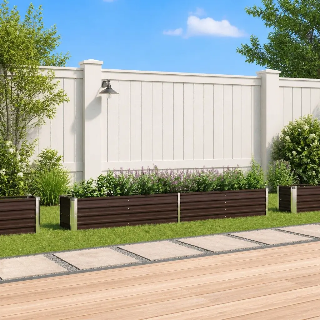 Raised Garden Bed Planter Box Outdoor Patio Yard Brown 320 x 40 x 45 cm