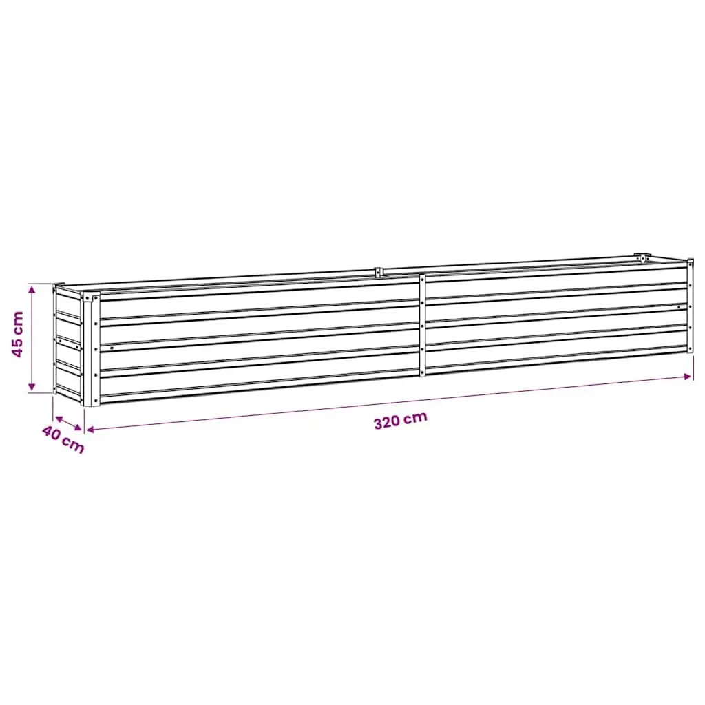 Raised Garden Bed Anthracite Steel 320x40x45cm Outdoor Planter Box