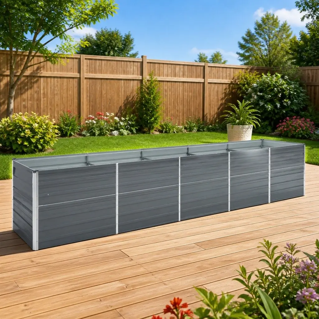 Galvanised Steel Garden Raised Bed Outdoor Planter Box 400 x 80 x 45 cm