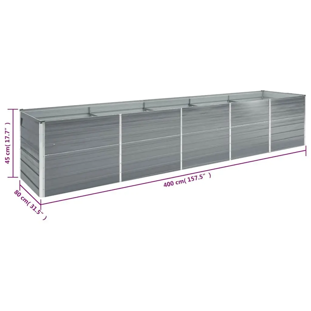 Galvanised Steel Garden Raised Bed Outdoor Planter Box 400 x 80 x 45 cm