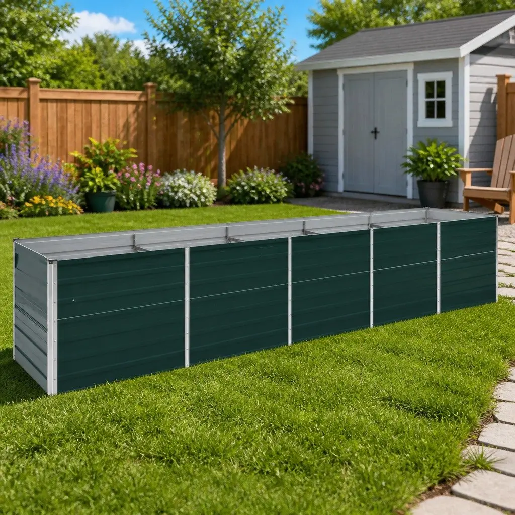 Raised Garden Bed Galvanised Steel Planter Box Outdoor Flowers Vegetables Herbs