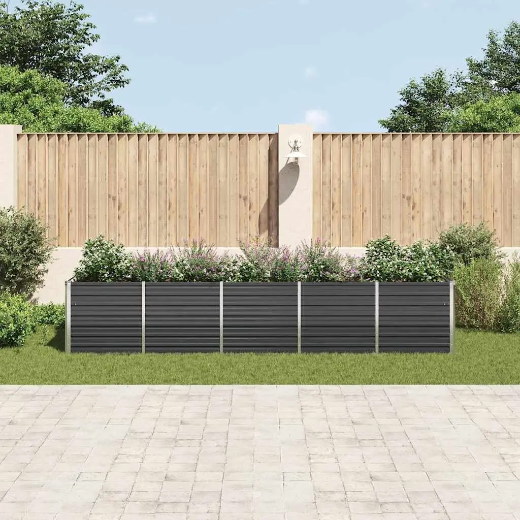 Raised Garden Bed Outdoor 400 x 80 x 77 cm Galvanised Steel Planter Box