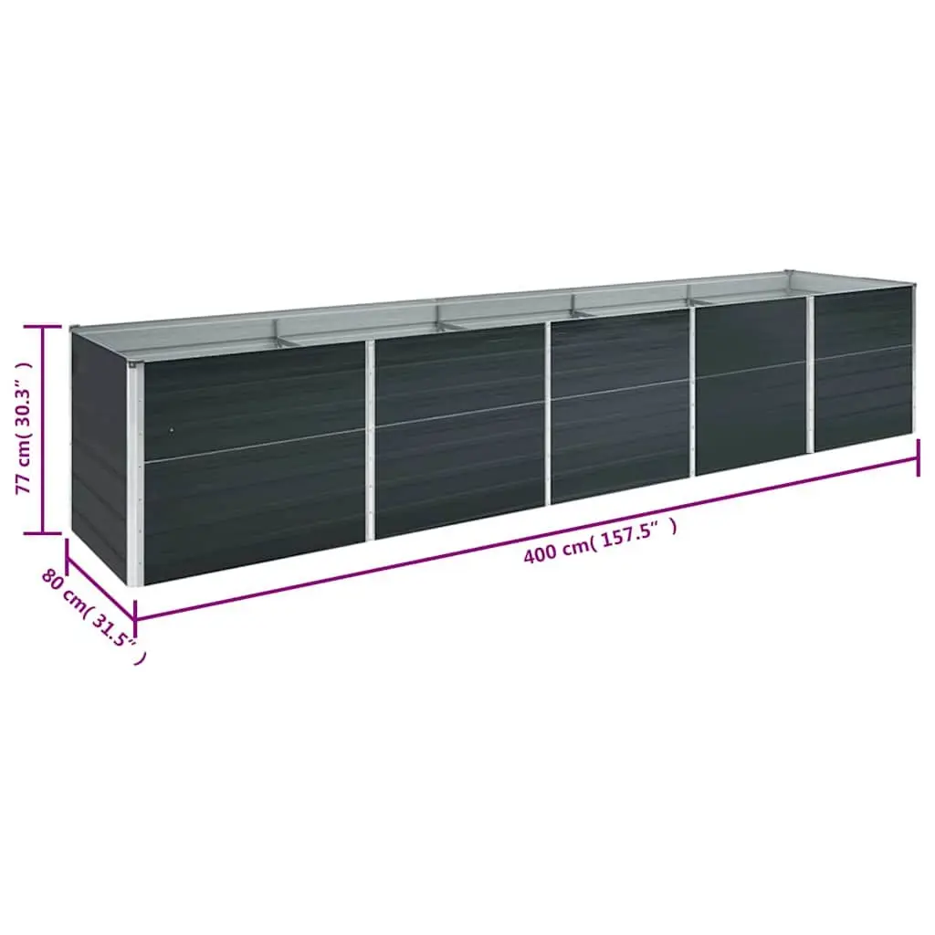Raised Garden Bed Outdoor 400 x 80 x 77 cm Galvanised Steel Planter Box