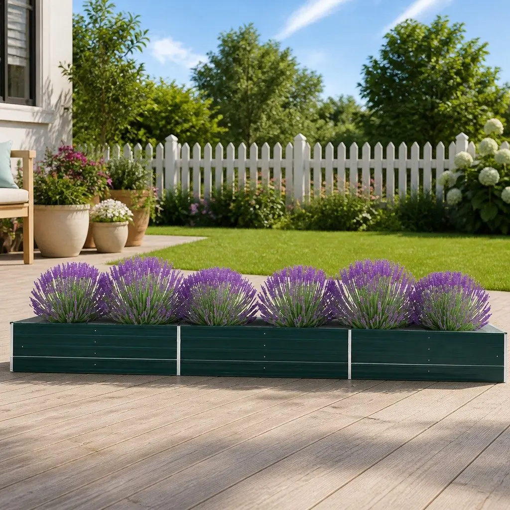 Raised Garden Bed Planter Box Outdoor 480 x 80 x 45 cm Galvanised Steel for Flowers Vegetables Herbs