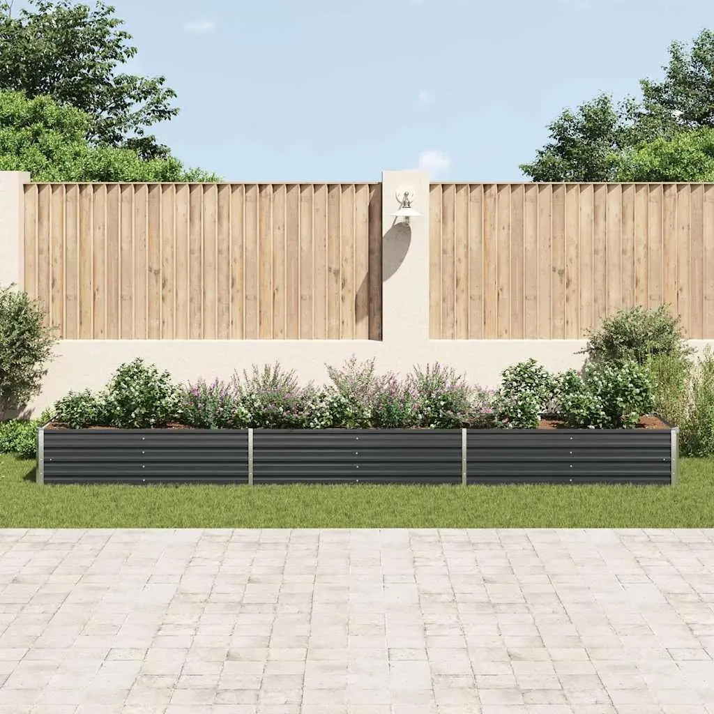 Raised Garden Bed Planter Box Outdoor Galvanised Steel 480x80x45cm Anthracite