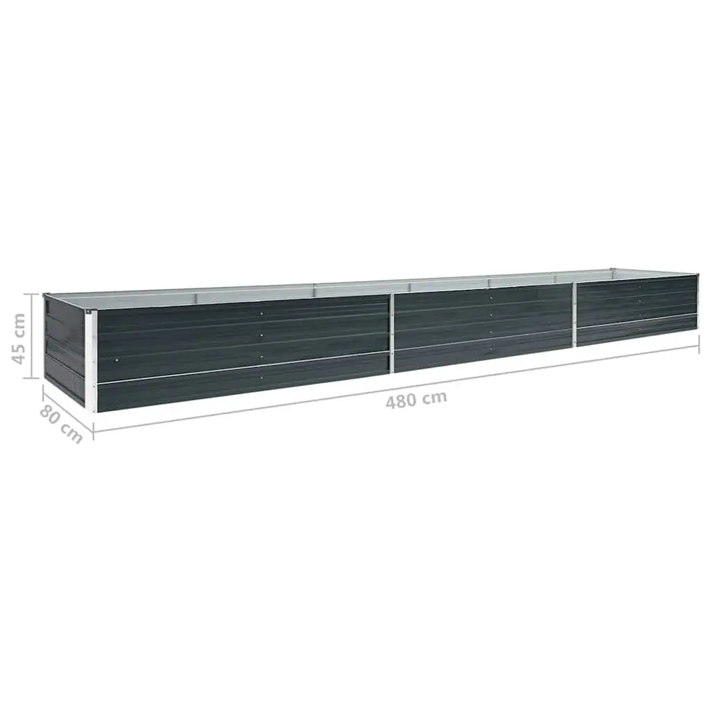 Raised Garden Bed Planter Box Outdoor Galvanised Steel 480x80x45cm Anthracite