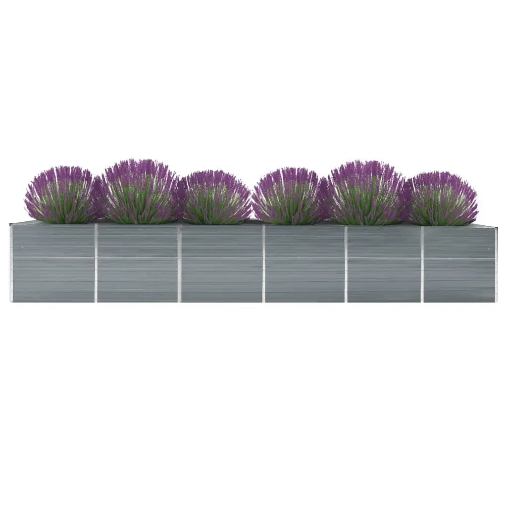 Galvanised Steel Raised Garden Bed Outdoor Planter Box for Flowers Vegetables Herbs 480 x 80 x 77 cm