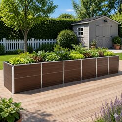 Garden Raised Bed Planter Box – 480 x 80 x 77 cm, Brown