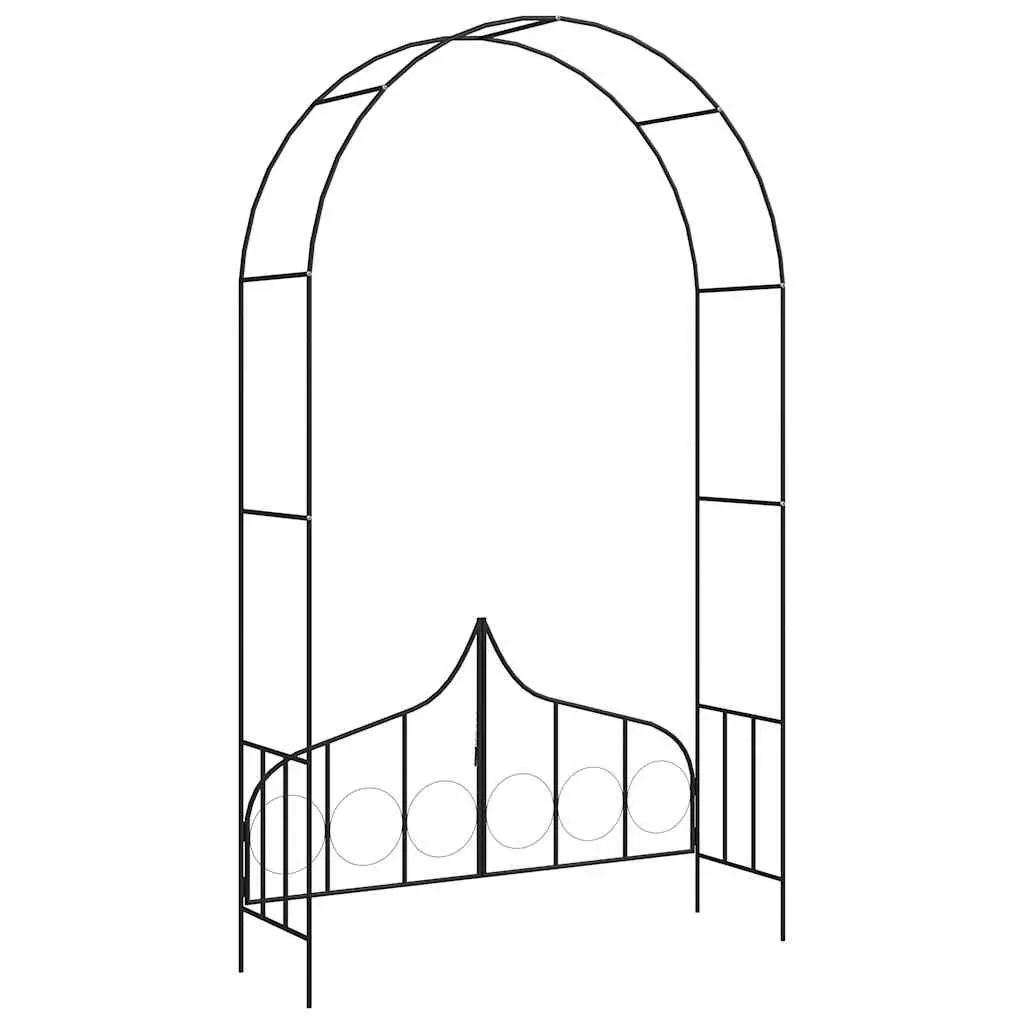 Garden Arch with Gate Black Outdoor Arbour Wedding Decorative Climbing Plants