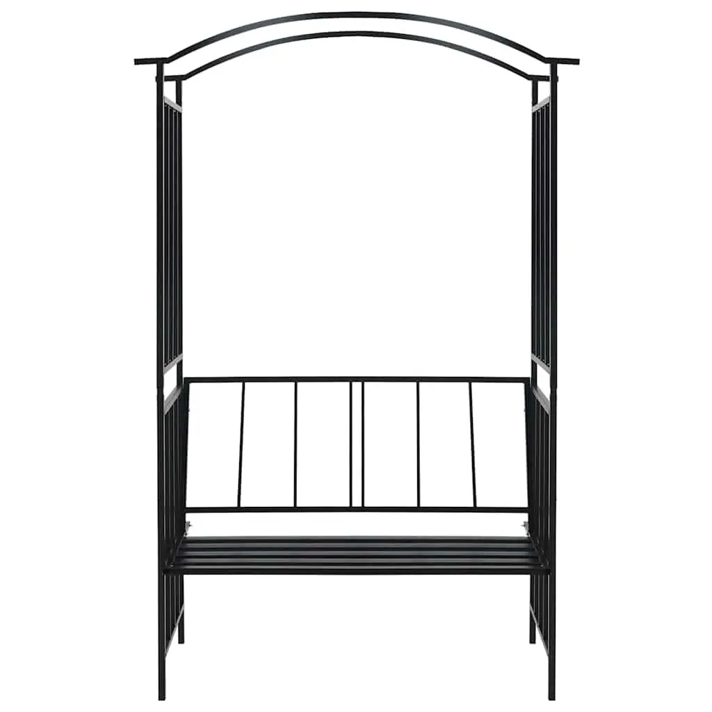 Garden Arch with Bench Outdoor Patio 128 x 50 x 207 cm Black Iron