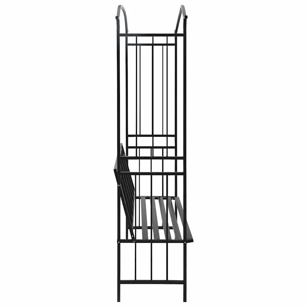 Garden Arch with Bench Outdoor Patio 128 x 50 x 207 cm Black Iron