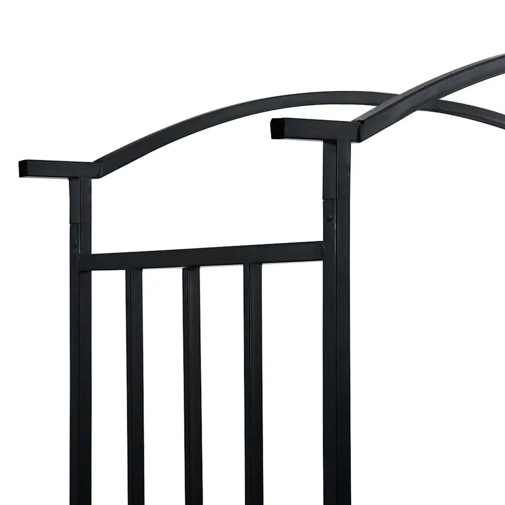 Garden Arch with Bench Outdoor Patio 128 x 50 x 207 cm Black Iron