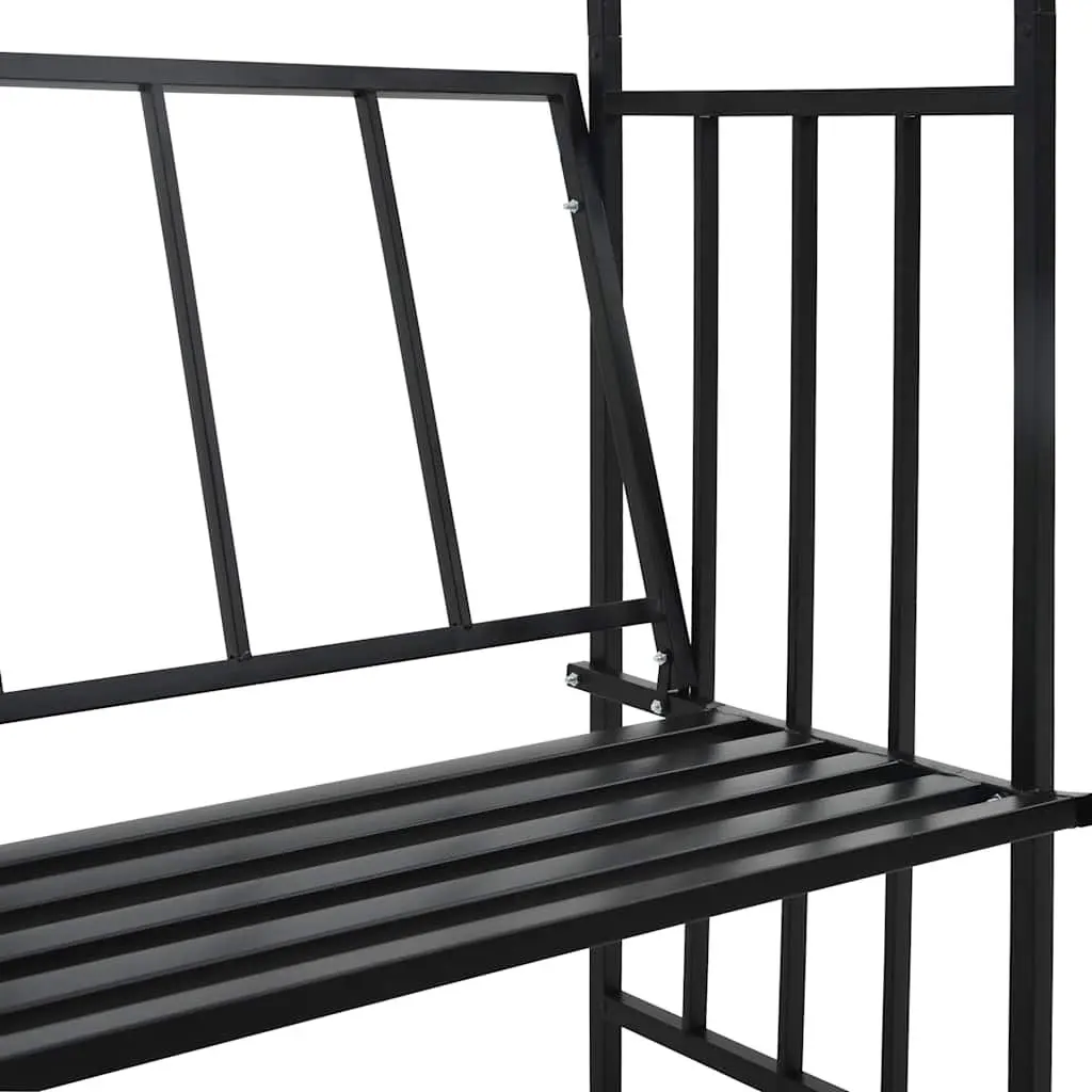 Garden Arch with Bench Outdoor Patio 128 x 50 x 207 cm Black Iron