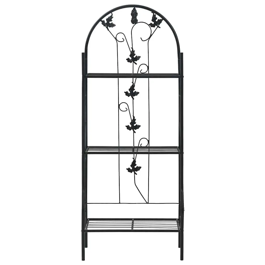 3-Layer Plant Stand Rack Indoor Outdoor Black Iron Shelf Display