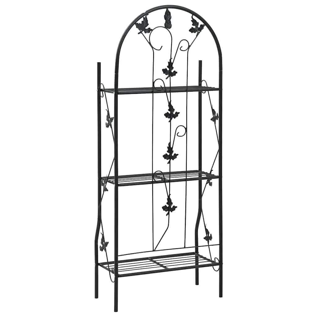 3-Layer Plant Stand Rack Indoor Outdoor Black Iron Shelf Display