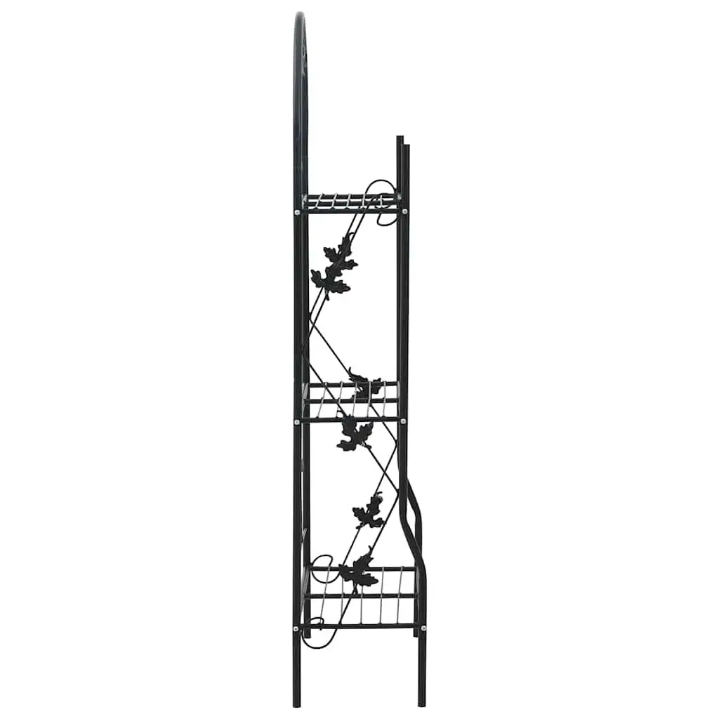 3-Layer Plant Stand Rack Indoor Outdoor Black Iron Shelf Display