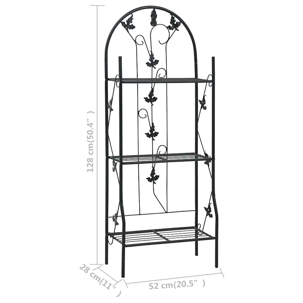 3-Layer Plant Stand Rack Indoor Outdoor Black Iron Shelf Display