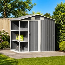 Garden Storage Shed Specifications: Galvanised Iron with Rack