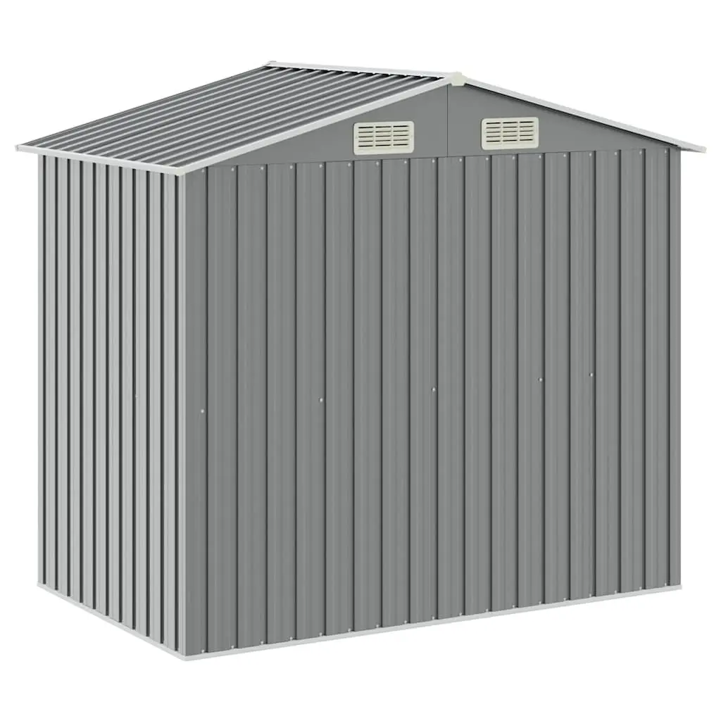 Garden Shed with Rack Grey Outdoor Storage House Galvanised Iron Tool Equipment