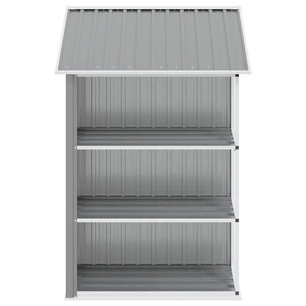 Garden Shed with Rack Grey Outdoor Storage House Galvanised Iron Tool Equipment