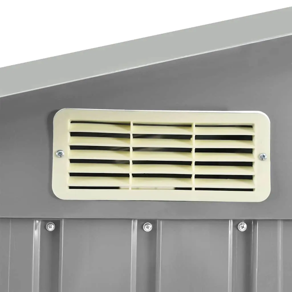 Garden Shed with Rack Grey Outdoor Storage House Galvanised Iron Tool Equipment