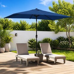 Garden Parasol Outdoor Umbrella 300x200cm UV Protection Shade Blue