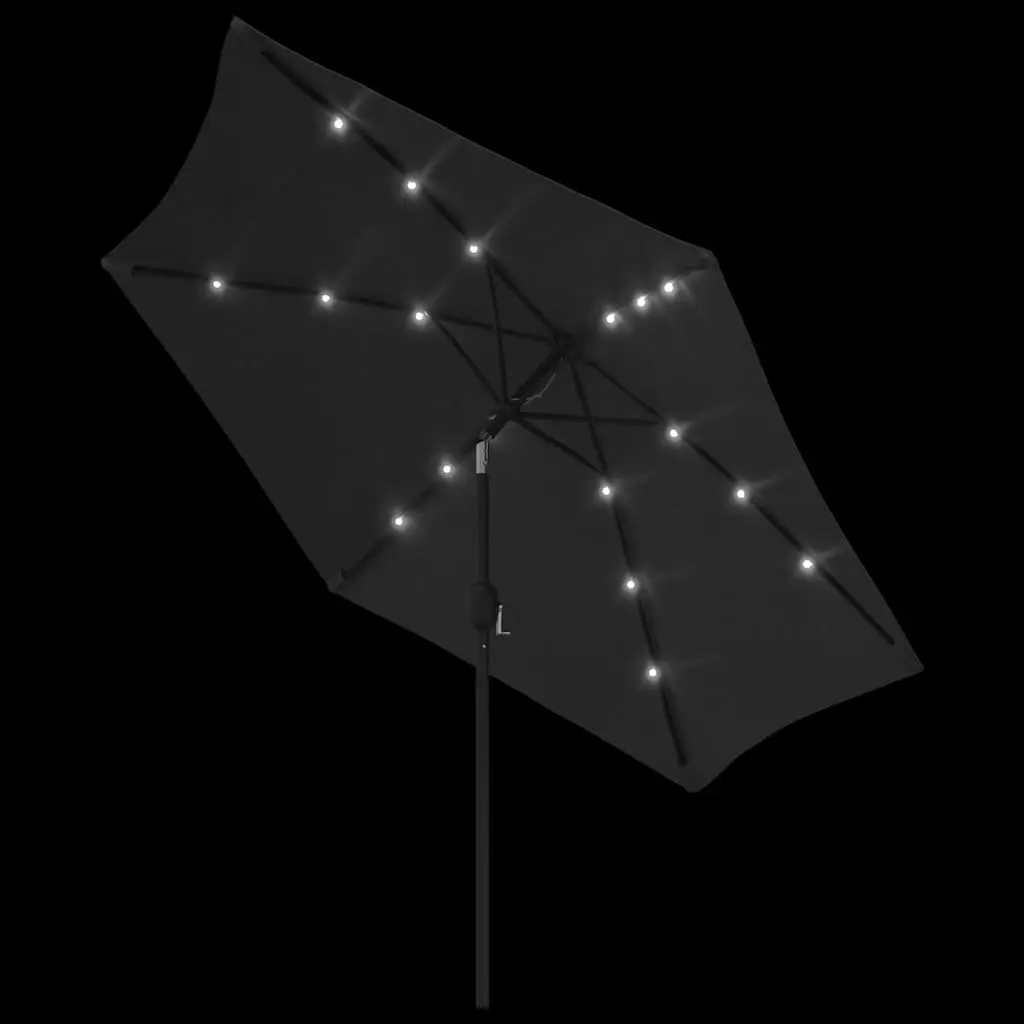 Garden Parasol Outdoor Umbrella 300cm with Solar LED Lights Tilting Steel Pole