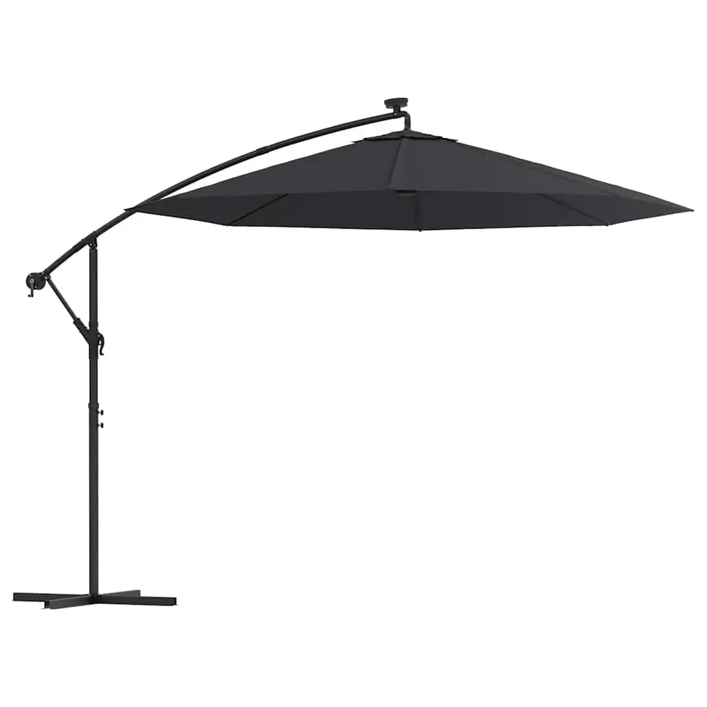 Cantilever Garden Parasol Outdoor 300cm with LED Lights Steel Pole