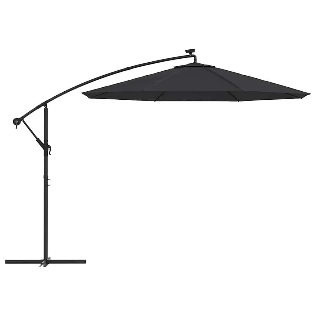 Cantilever Garden Parasol Outdoor 300cm with LED Lights Steel Pole