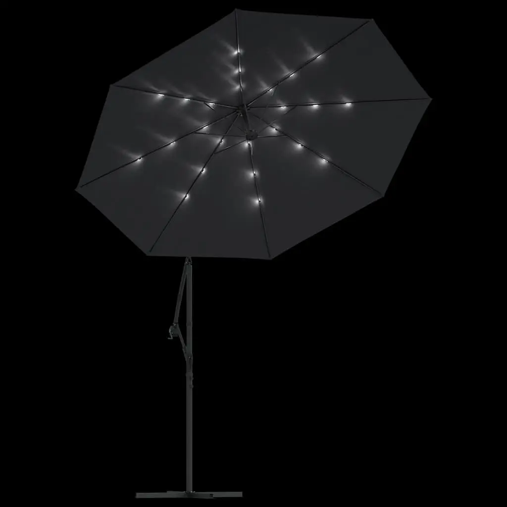 Cantilever Garden Parasol Outdoor 300cm with LED Lights Steel Pole
