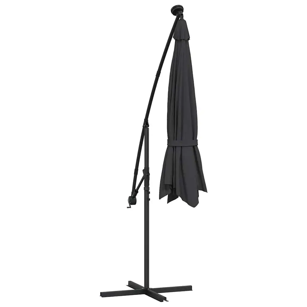 Cantilever Garden Parasol Outdoor 300cm with LED Lights Steel Pole