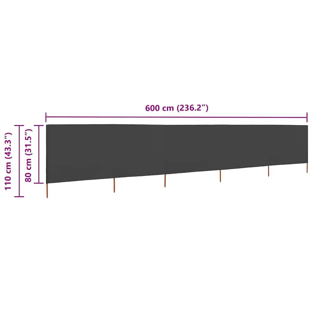 5-Panel Folding Wind Screen Outdoor Garden Shelter Anthracite 600x80cm