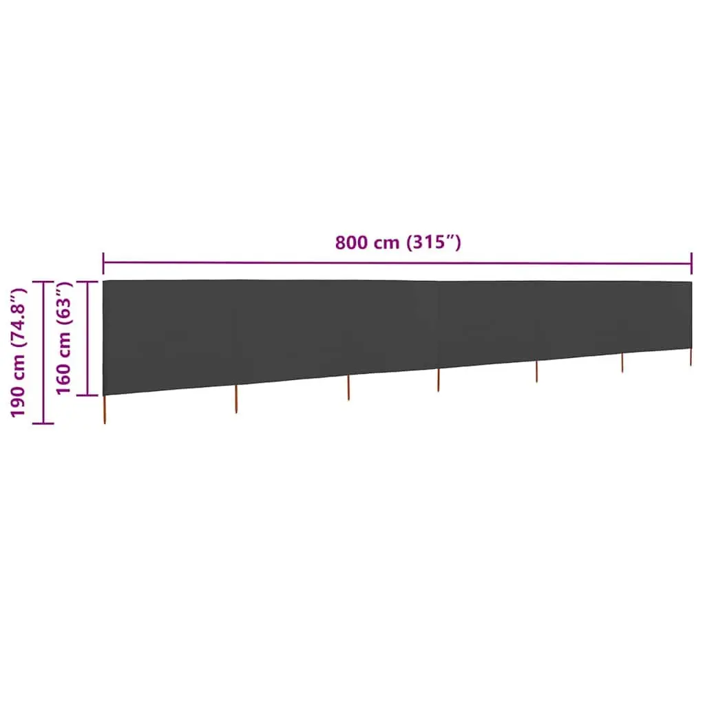 6-Panel Folding Wind Screen Outdoor Garden Shelter Fabric Anthracite 800x160cm