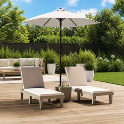 Garden Parasol 200x224cm White Outdoor Sunshade Cantilever Umbrella Patio Shade