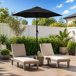 Garden Parasol 200x224 cm Outdoor Umbrella Sunshade Crank Tilt Portable Black