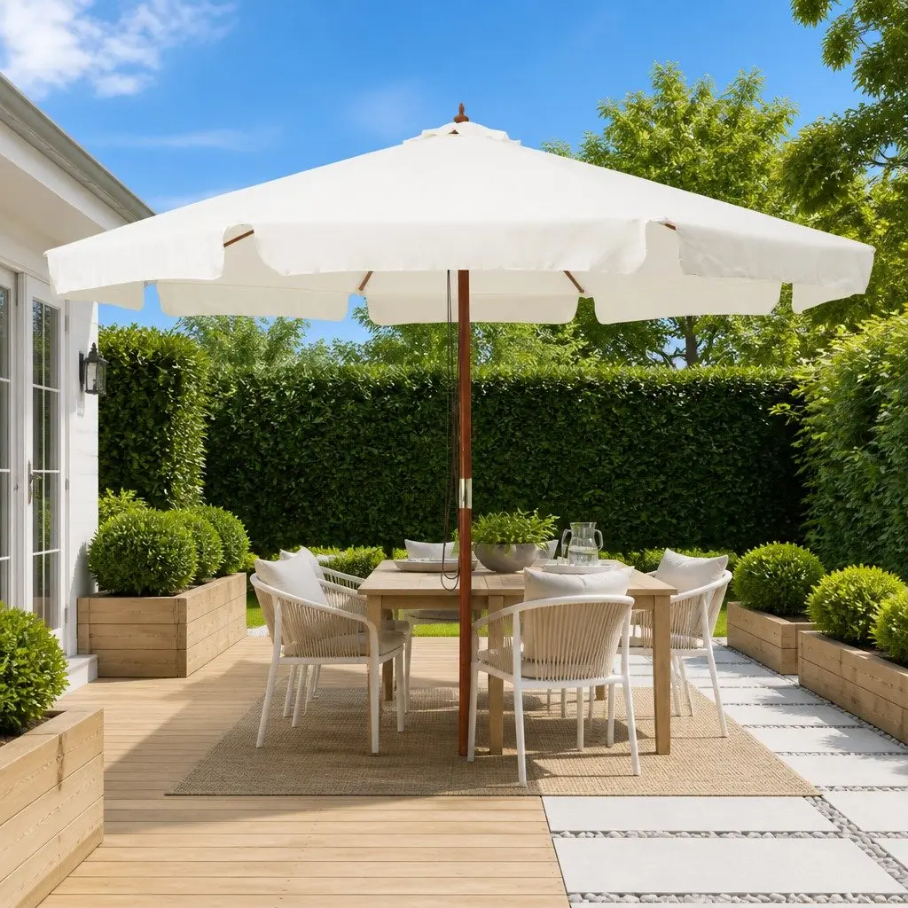 330cm Garden Parasol with Wooden Pole