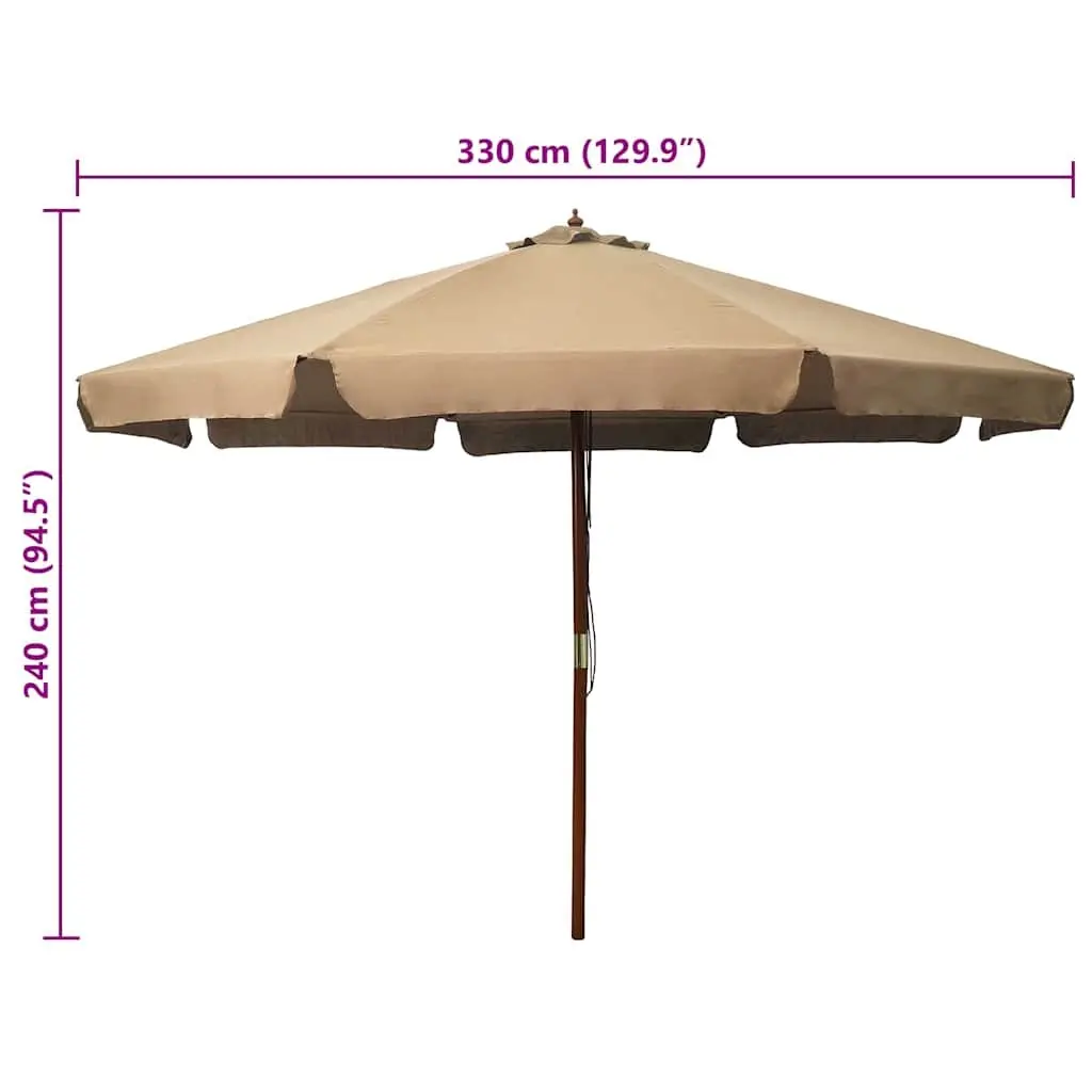 Garden Parasol with Wooden Pole 330cm