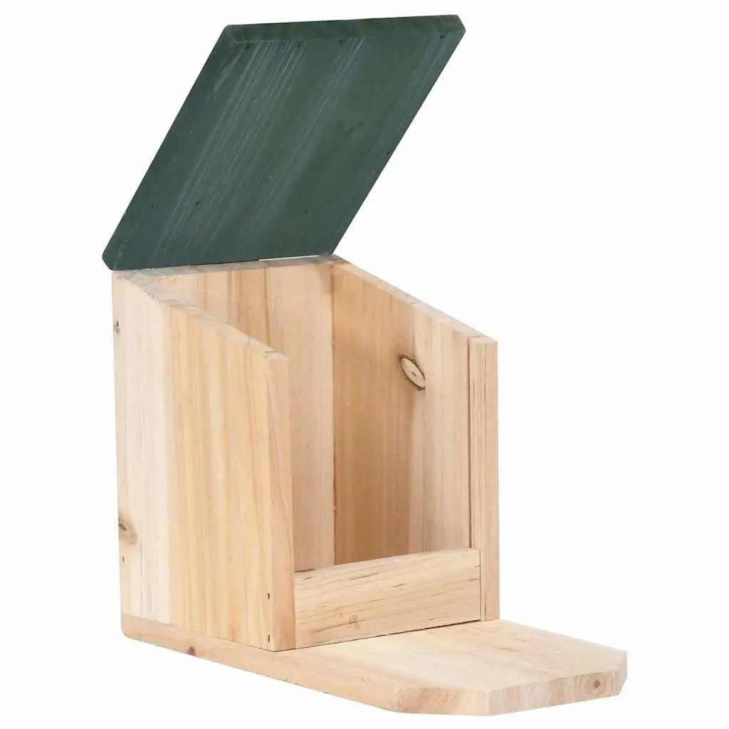Wooden Squirrel House 4 Pack Garden Outdoor Feeding Station Hinged Roof Shelter